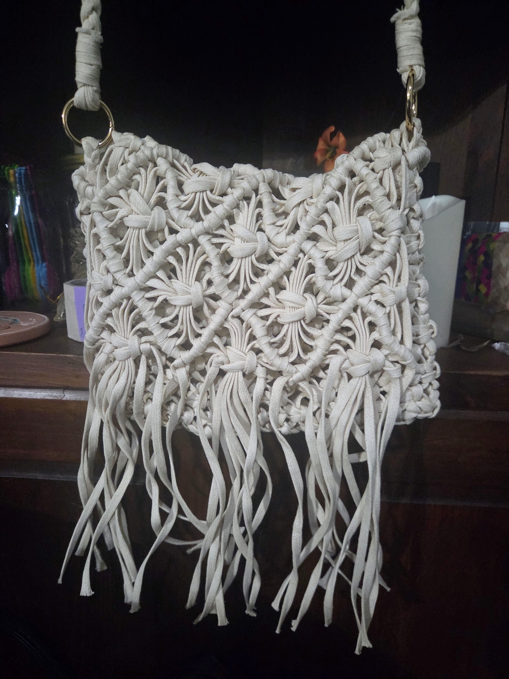 Merona Boho Macramé Fringe Crossbody Bag - Ivory